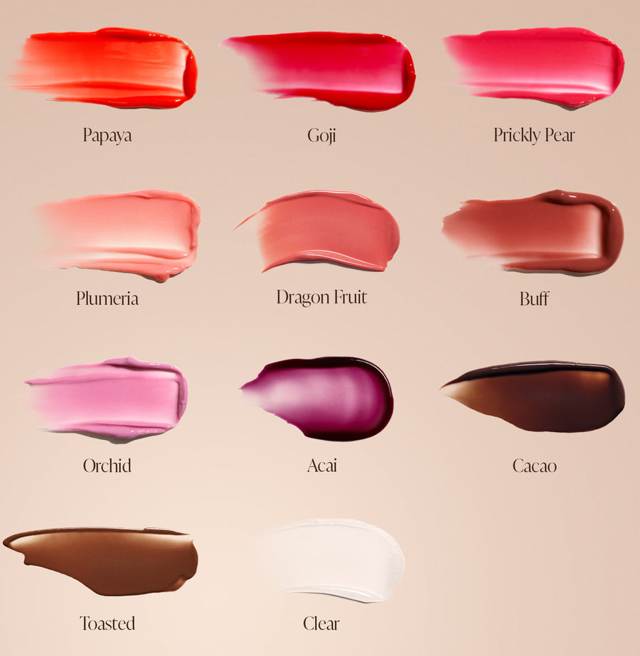 Lip Oil Balm in shade swatches