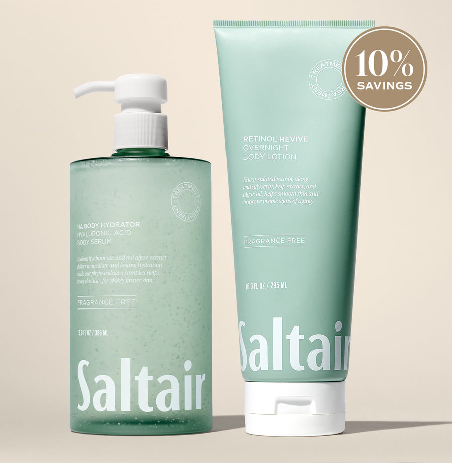 hyaluronic acid body serum and overnight body lotion set